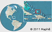 Satellite Location Map of Turks and Caicos Islands, lighten, land only