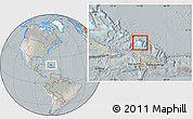 Satellite Location Map of Turks and Caicos Islands, lighten, semi-desaturated