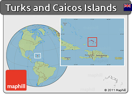 Savanna Style Location Map of Turks and Caicos Islands