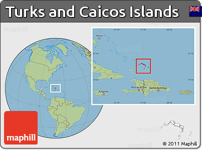 Savanna Style Location Map of Turks and Caicos Islands
