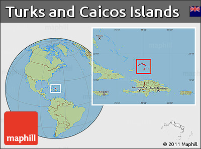Savanna Style Location Map of Turks and Caicos Islands