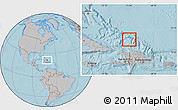 Savanna Style Location Map of Turks and Caicos Islands, gray outside, hill shading outside