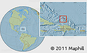 Savanna Style Location Map of Turks and Caicos Islands, hill shading