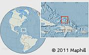 Savanna Style Location Map of Turks and Caicos Islands, lighten, land only, hill shading