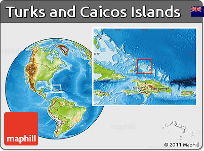 Savanna Style Location Map of Turks and Caicos Islands, physical outside