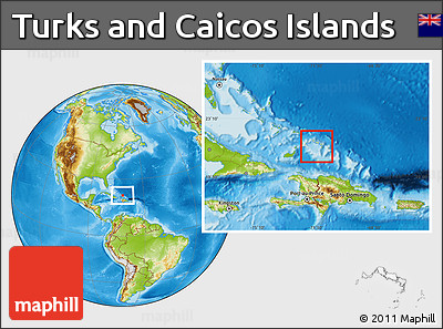 Savanna Style Location Map of Turks and Caicos Islands, physical outside