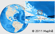 Shaded Relief Location Map of Turks and Caicos Islands, highlighted continent