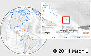 Shaded Relief Location Map of Turks and Caicos Islands, lighten, desaturated