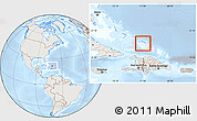 Shaded Relief Location Map of Turks and Caicos Islands, lighten