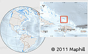 Shaded Relief Location Map of Turks and Caicos Islands, lighten, semi-desaturated
