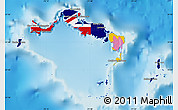 Flag Map of Turks and Caicos Islands, physical outside