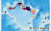 Flag Map of Turks and Caicos Islands, political outside