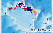 Flag Map of Turks and Caicos Islands, political shades outside