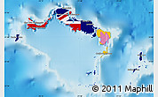 Flag Map of Turks and Caicos Islands, shaded relief outside