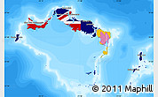Flag Map of Turks and Caicos Islands, single color outside, bathymetry sea