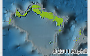 Physical Map of Turks and Caicos Islands, darken
