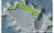 Physical Map of Turks and Caicos Islands, darken, semi-desaturated