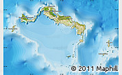 Satellite Map of Turks and Caicos Islands, single color outside, bathymetry sea, shaded relief sea