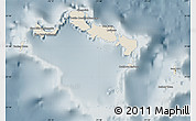 Shaded Relief Map of Turks and Caicos Islands, semi-desaturated