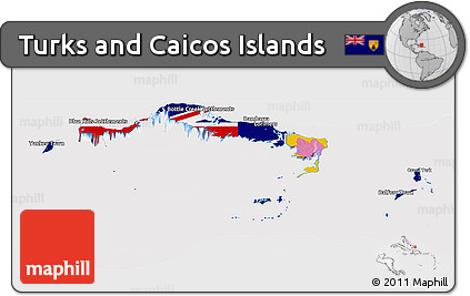 Flag Panoramic Map of Turks and Caicos Islands