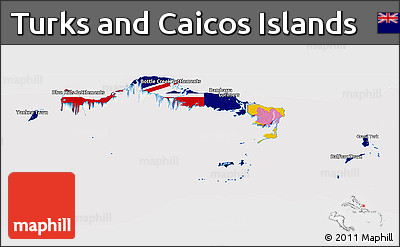 Flag Panoramic Map of Turks and Caicos Islands