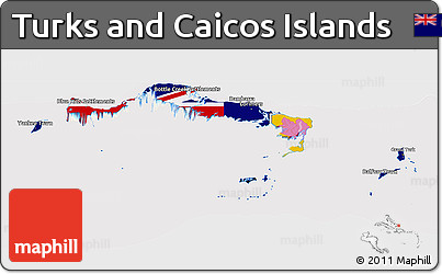 Flag Panoramic Map of Turks and Caicos Islands