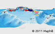 Flag Panoramic Map of Turks and Caicos Islands, political shades outside
