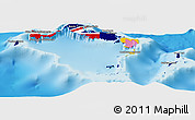 Flag Panoramic Map of Turks and Caicos Islands, shaded relief outside