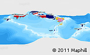 Flag Panoramic Map of Turks and Caicos Islands, single color outside, bathymetry sea