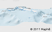 Gray Panoramic Map of Turks and Caicos Islands, single color outside