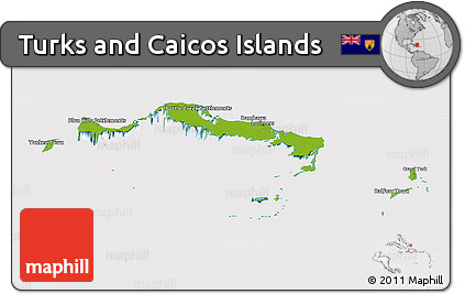 Physical Panoramic Map of Turks and Caicos Islands, cropped outside