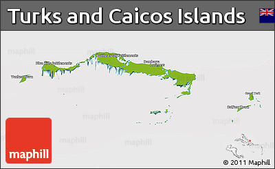 Physical Panoramic Map of Turks and Caicos Islands, cropped outside
