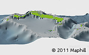 Physical Panoramic Map of Turks and Caicos Islands, darken, semi-desaturated