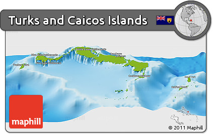 Physical Panoramic Map of Turks and Caicos Islands