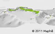 Physical Panoramic Map of Turks and Caicos Islands, lighten, desaturated
