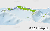 Physical Panoramic Map of Turks and Caicos Islands, lighten