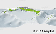 Physical Panoramic Map of Turks and Caicos Islands, lighten, semi-desaturated