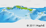 Physical Panoramic Map of Turks and Caicos Islands, political outside