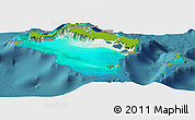 Physical Panoramic Map of Turks and Caicos Islands, satellite outside