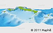 Physical Panoramic Map of Turks and Caicos Islands, single color outside