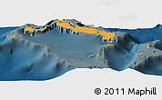 Political Panoramic Map of Turks and Caicos Islands, darken