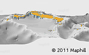Political Panoramic Map of Turks and Caicos Islands, desaturated