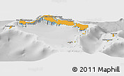 Political Panoramic Map of Turks and Caicos Islands, lighten, desaturated