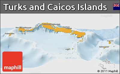Political Panoramic Map of Turks and Caicos Islands, lighten