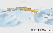 Political Panoramic Map of Turks and Caicos Islands, lighten