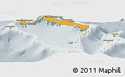 Political Panoramic Map of Turks and Caicos Islands, lighten, semi-desaturated
