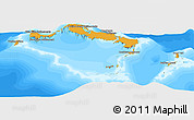 Political Panoramic Map of Turks and Caicos Islands, semi-desaturated, land only