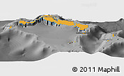 Political Shades Panoramic Map of Turks and Caicos Islands, darken, desaturated