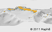 Political Shades Panoramic Map of Turks and Caicos Islands, lighten, desaturated