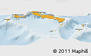 Political Shades Panoramic Map of Turks and Caicos Islands, lighten